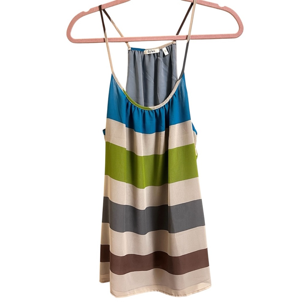 Dylan Blue Cream Green Gray Sleeveless Relaxed Flowy Blouse Tank Top Size Large